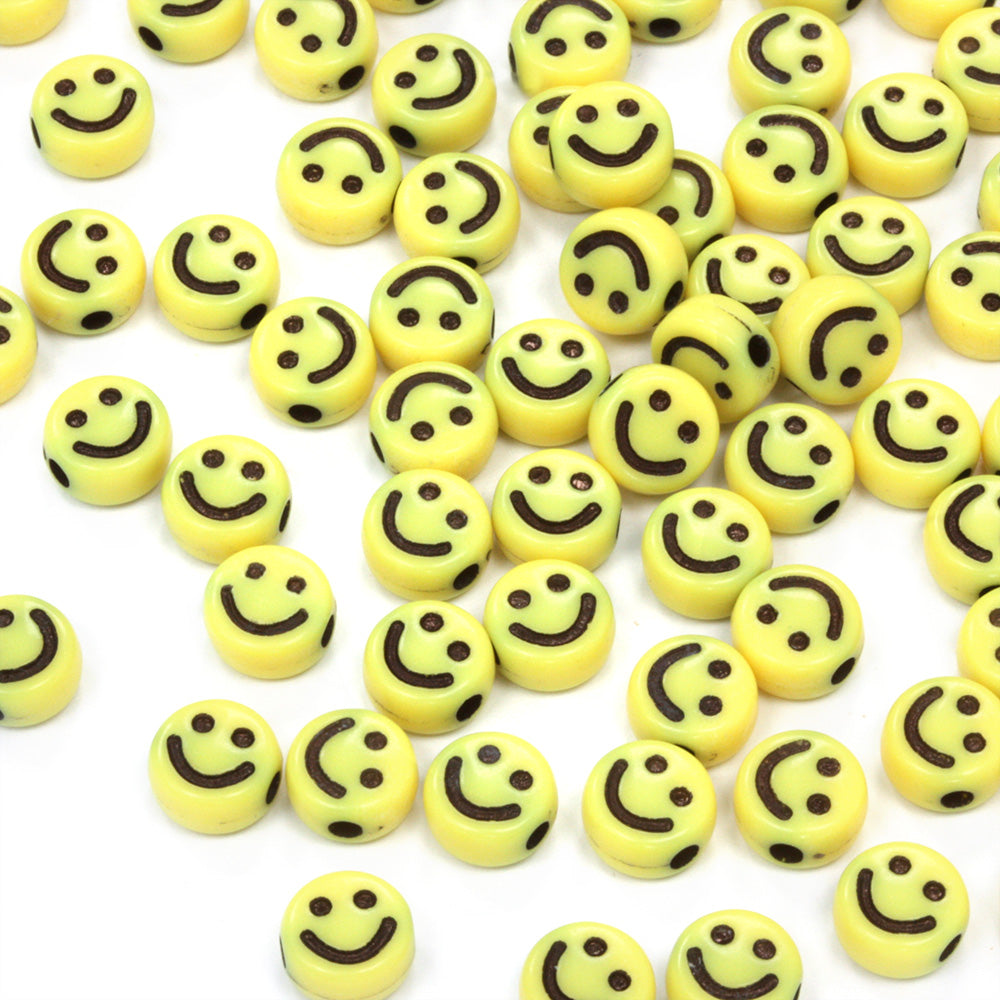 Coloured Smiley Faces 4x7mm Yellow Pack of 200