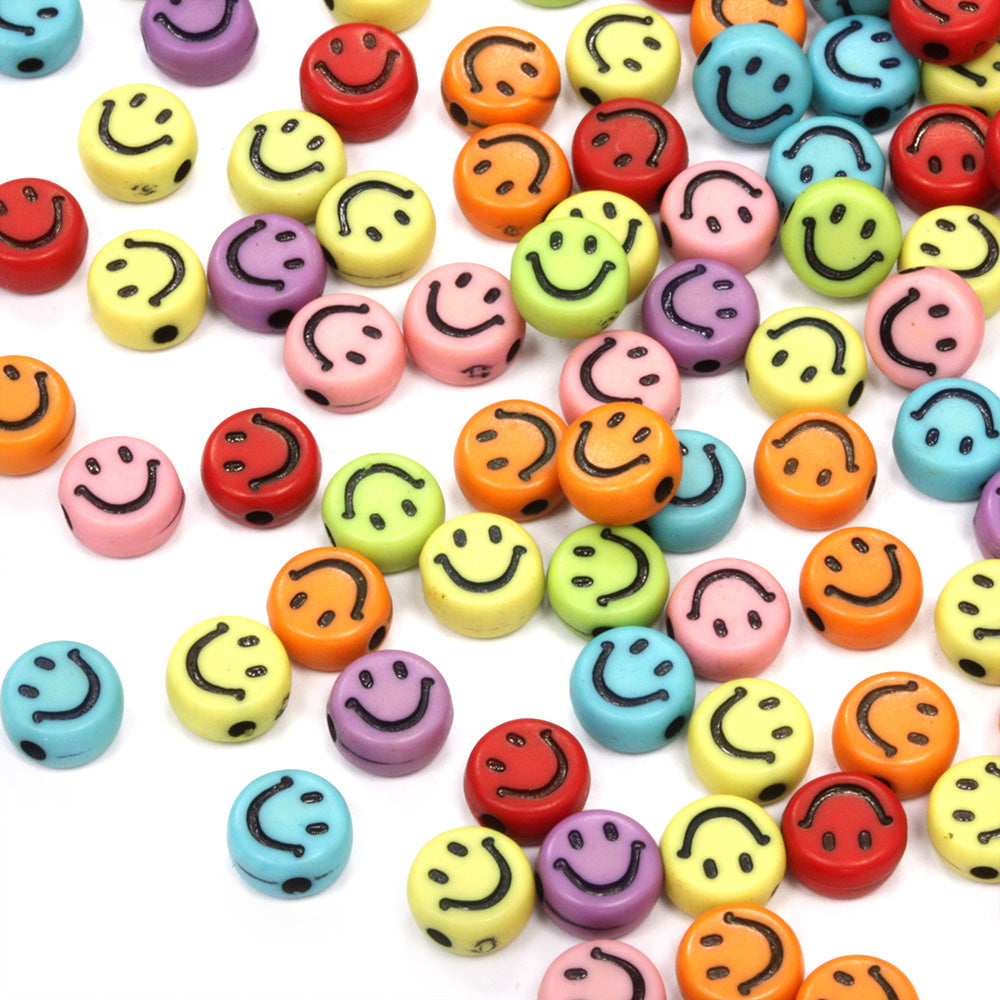 Coloured Smiley Faces 4x7mm Mix - Pack of 200