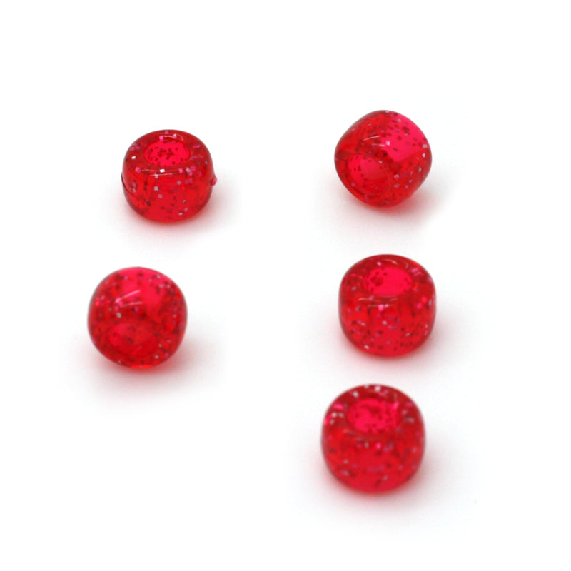 kids plastic glitter red coloured  pony beads with large holes