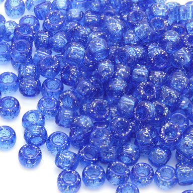 kids plastic glitter blue coloured  pony beads with large holes