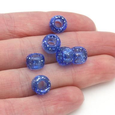 kids plastic glitter blue coloured  pony beads with large holes