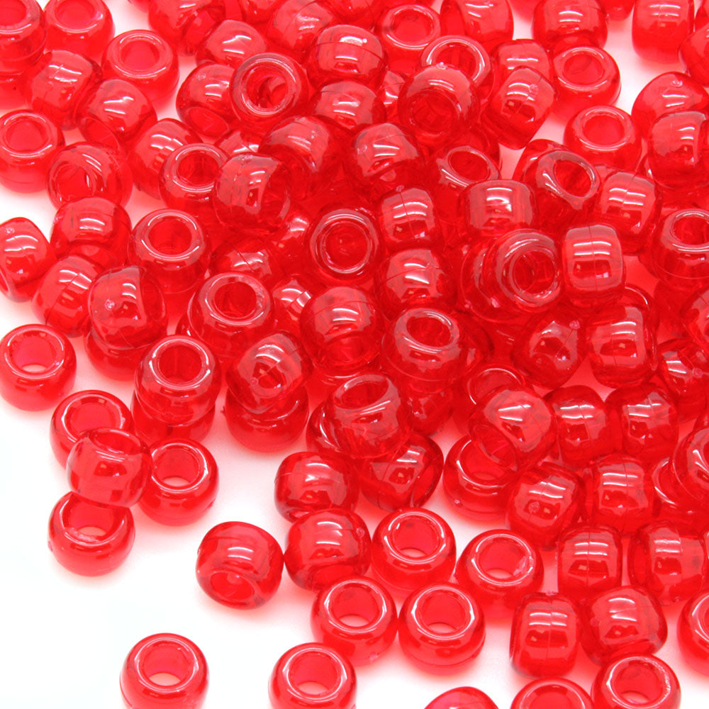 Transparent Red Plastic Barrel Pony 6x8mm - Pack of 250