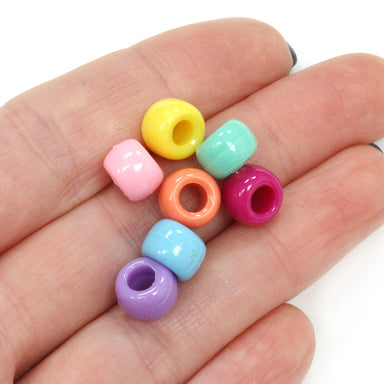 kids plastic rainbow  coloured  pony beads with large holes
