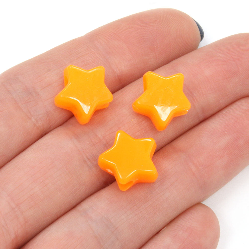 Opaque Orange Plastic Star Pony 13mm-Pack of 200
