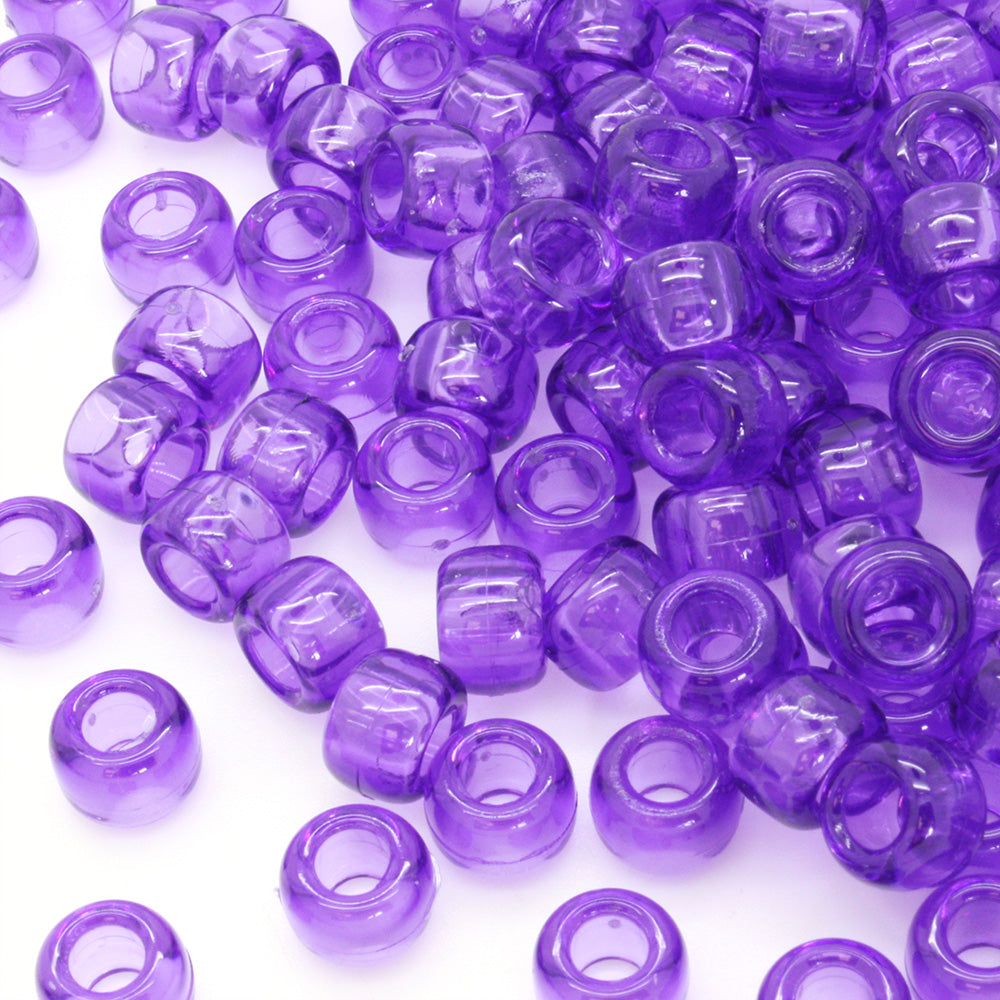 kids plastic transparent purple coloured  pony beads with large holes