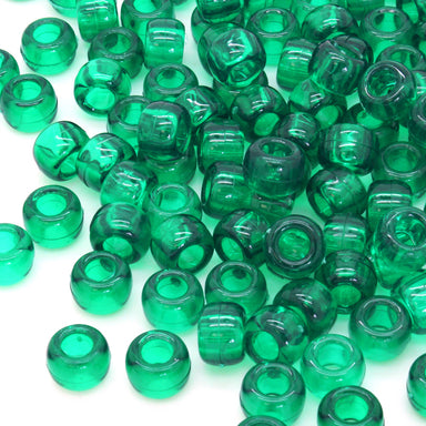 kids plastic transparent green coloured  pony beads with large holes