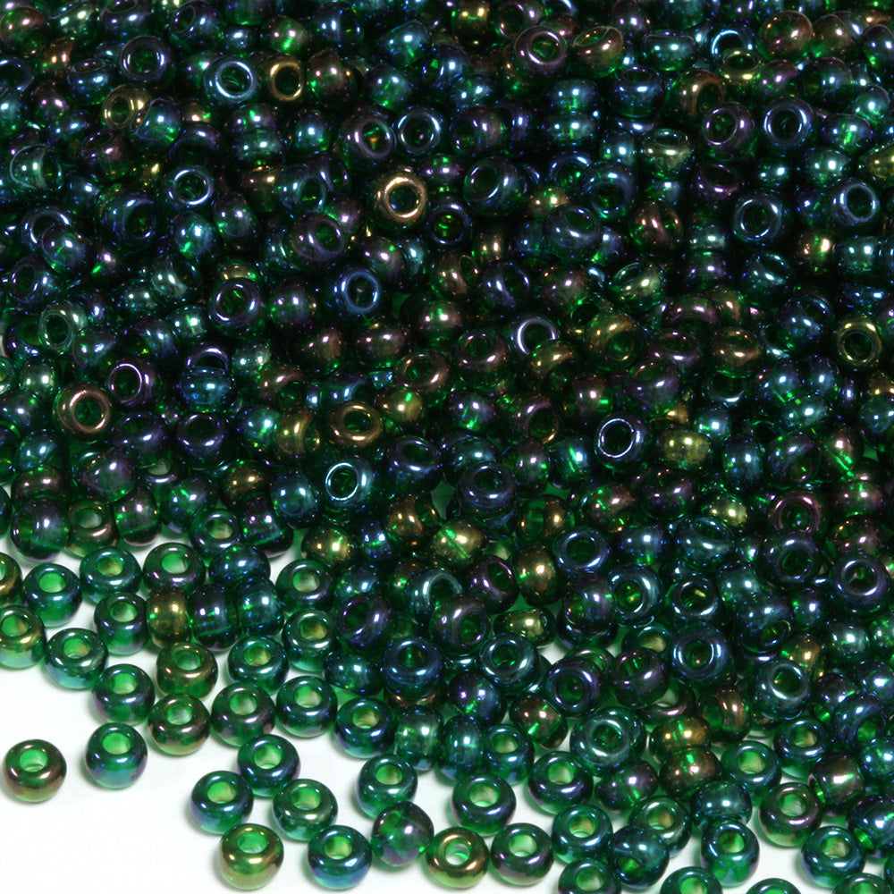 Rainbow Czech Emerald Glass Rocaille/Seed 8/0-Pack of 5g