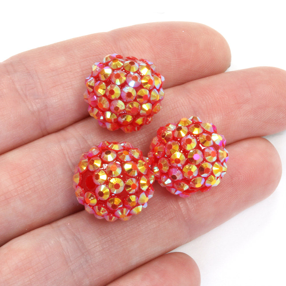 Resin Shamballa 14x16mm Red AB - Pack of 10