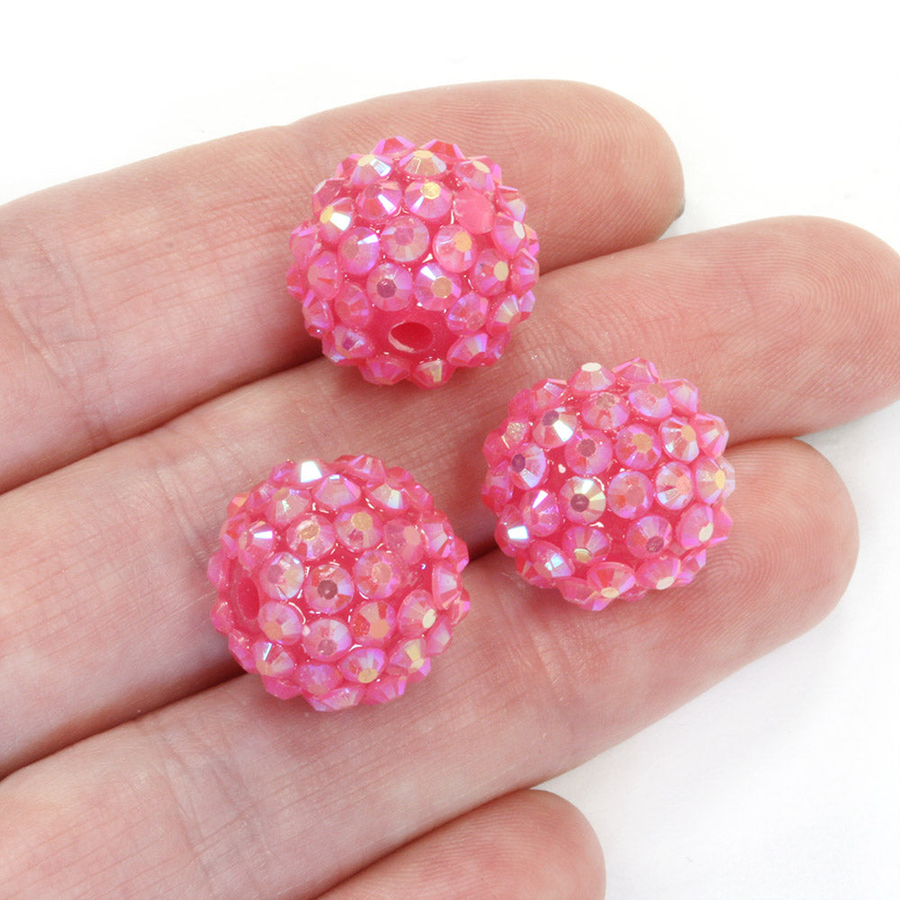 Resin Shamballa 14x16mm Hot Pink AB - Pack of 10