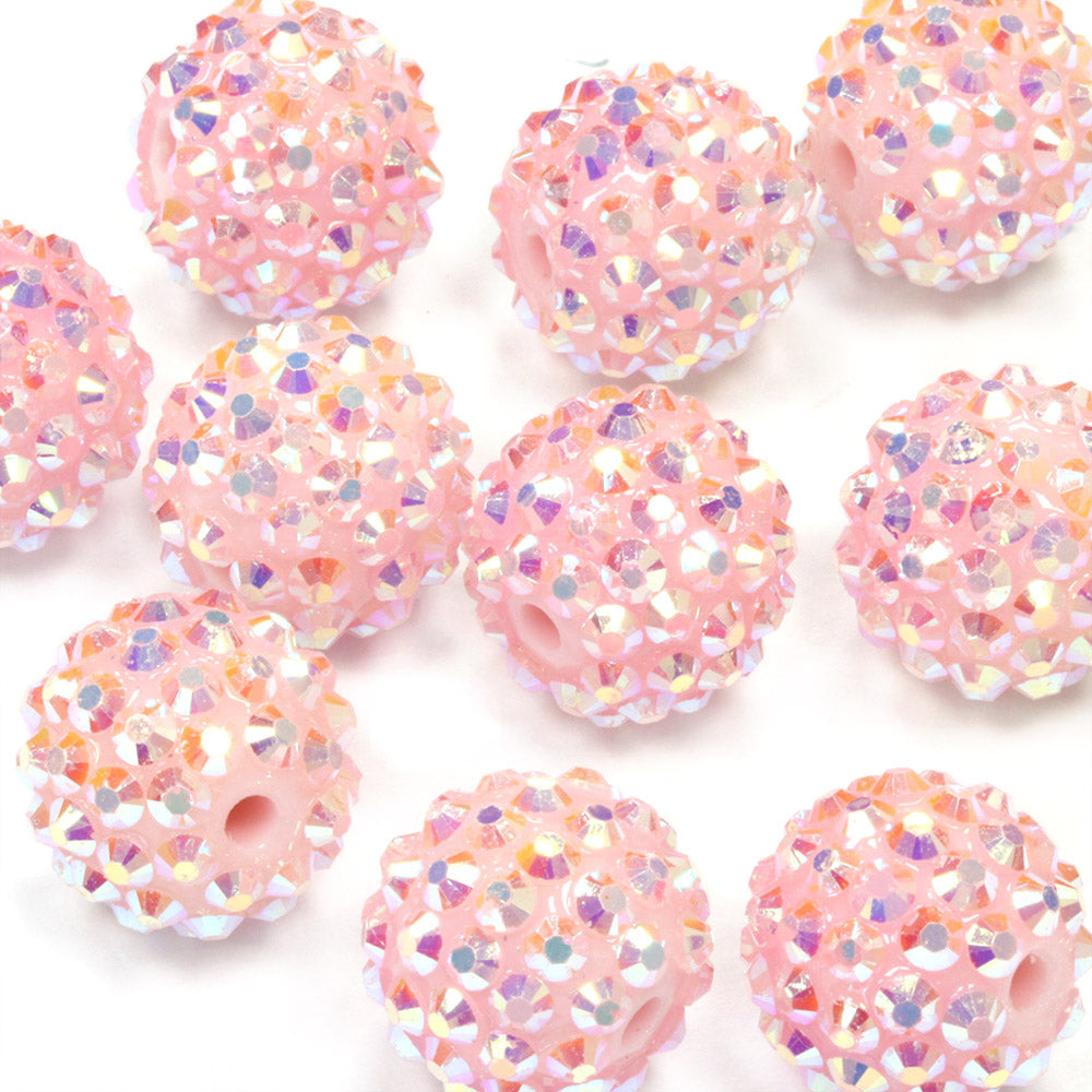 Resin Shamballa 14x16mm Pink AB - Pack of 10