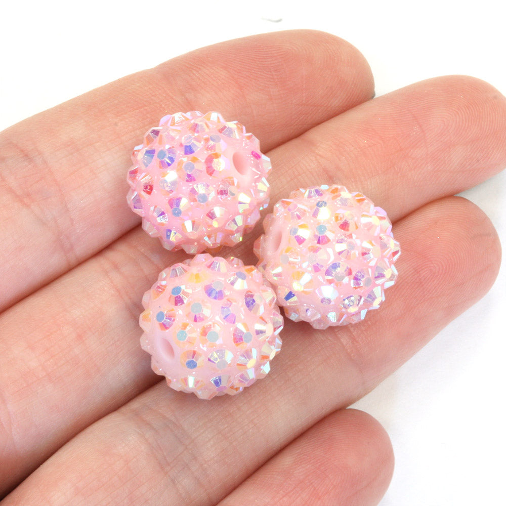Resin Shamballa 14x16mm Pink AB - Pack of 10