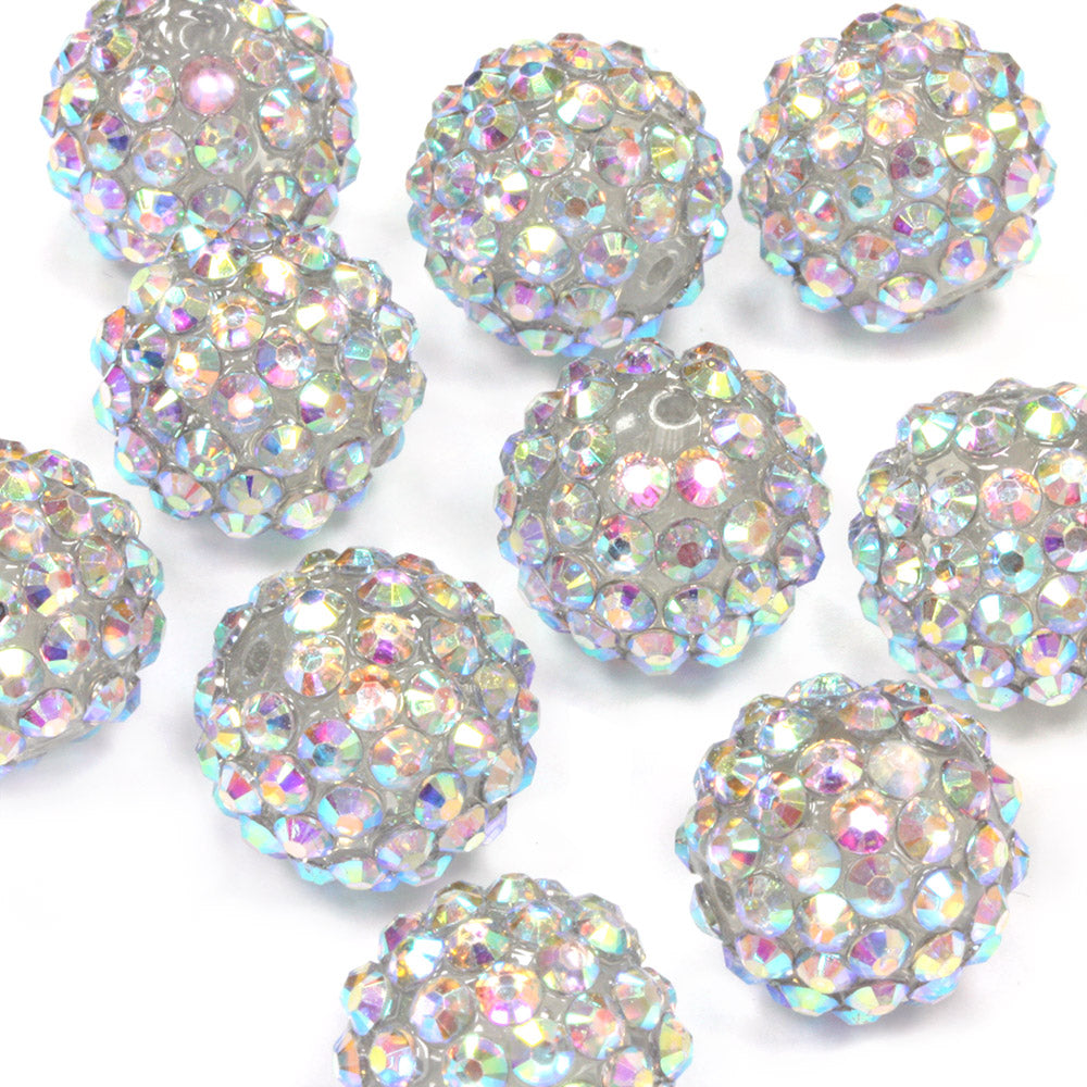 Resin Shamballa 14x16mm Silver AB - Pack of 10