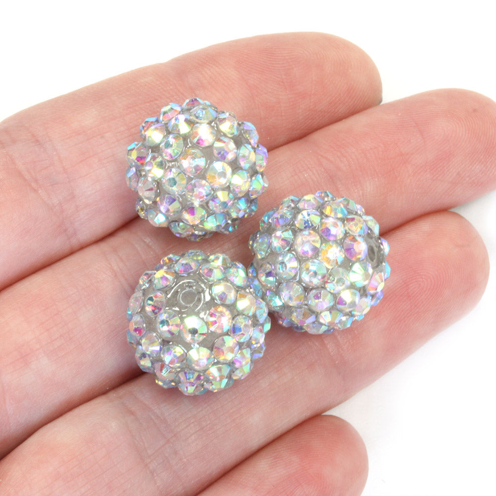 Resin Shamballa 14x16mm Silver AB - Pack of 10