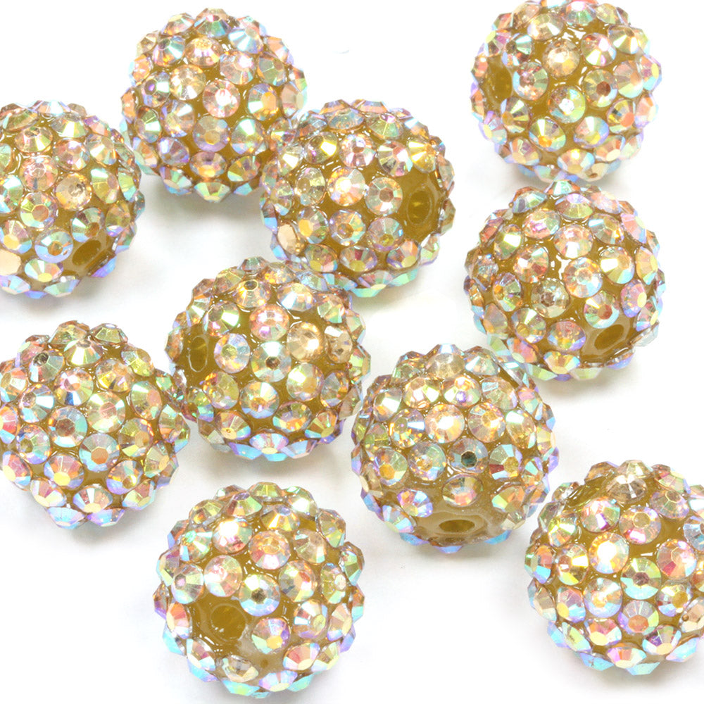 Resin Shamballa 14x16mm Gold AB - Pack of 10