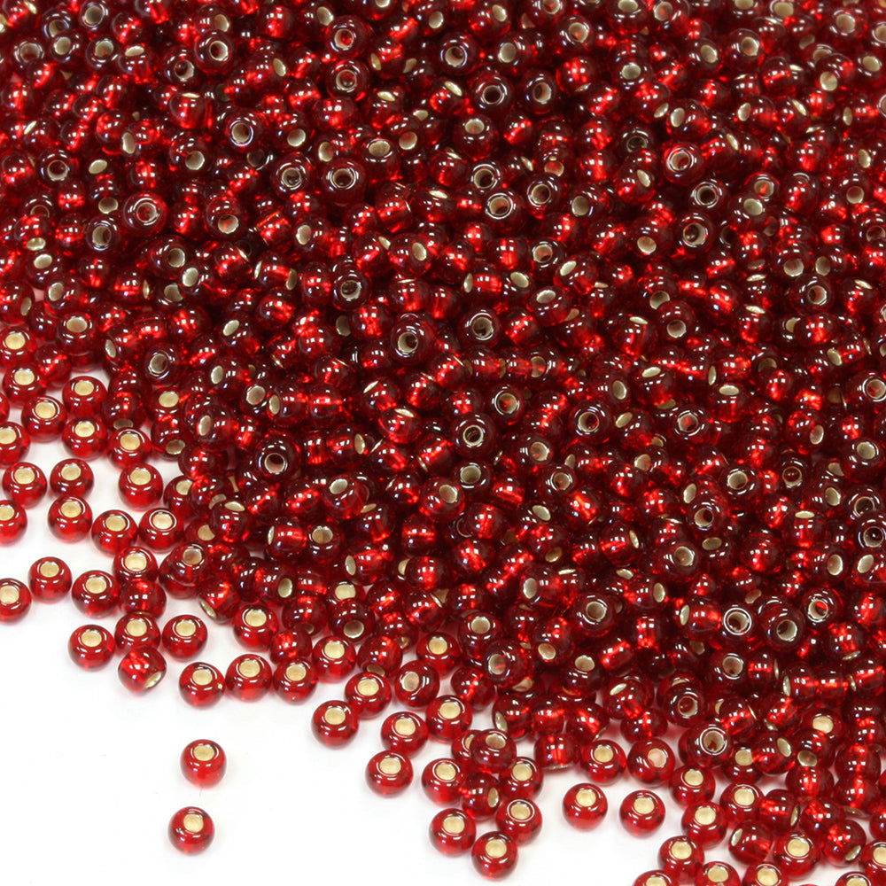 Burgundy  11/0 Silver Lined Glass Rocaille/Seed - Pack of 100g