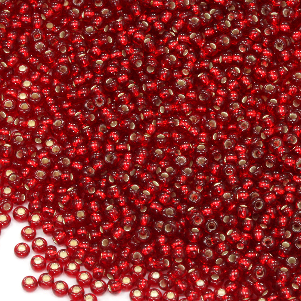 Silver Lined Czech Dark Red Glass Rocaille/Seed 11/0-Pack of 5g
