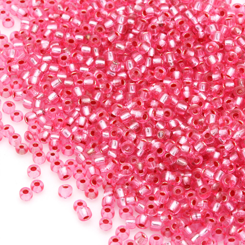 Silver Lined Czech Pale Pink Glass Rocaille/Seed 8/0-Pack of 100g