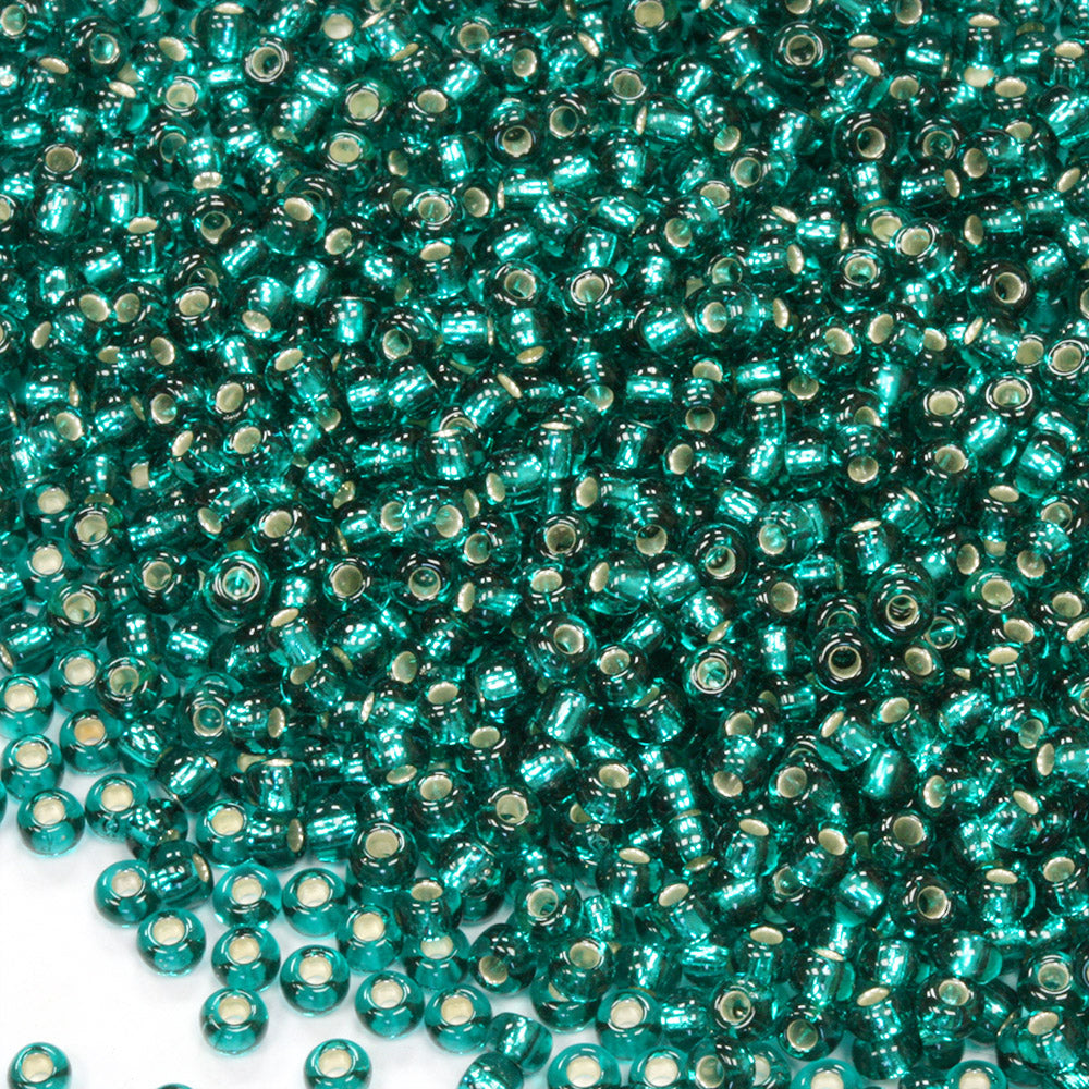 Silver Lined Czech Aqua Glass Rocaille/Seed 8/0-Pack of 100g