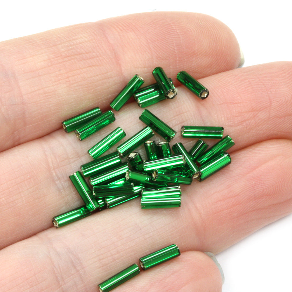 Emerald 6.6mm Bugle Silver Lined - Pack of 50g