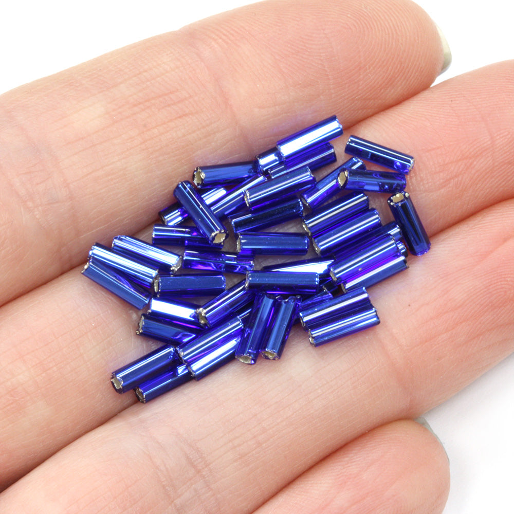 Royal Blue 6.6mm Bugle Silver Lined - Pack of 50g