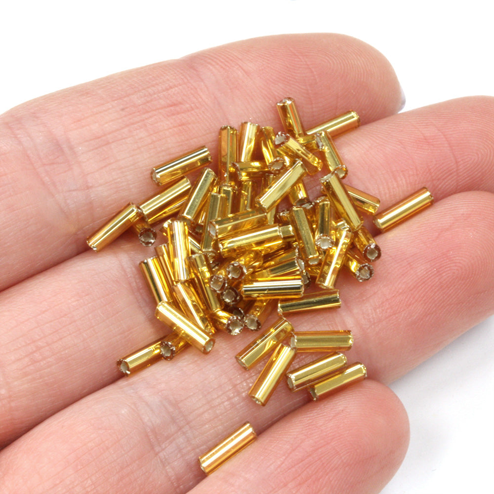 Gold 6.6mm Bugle Silver Lined - Pack of 50g