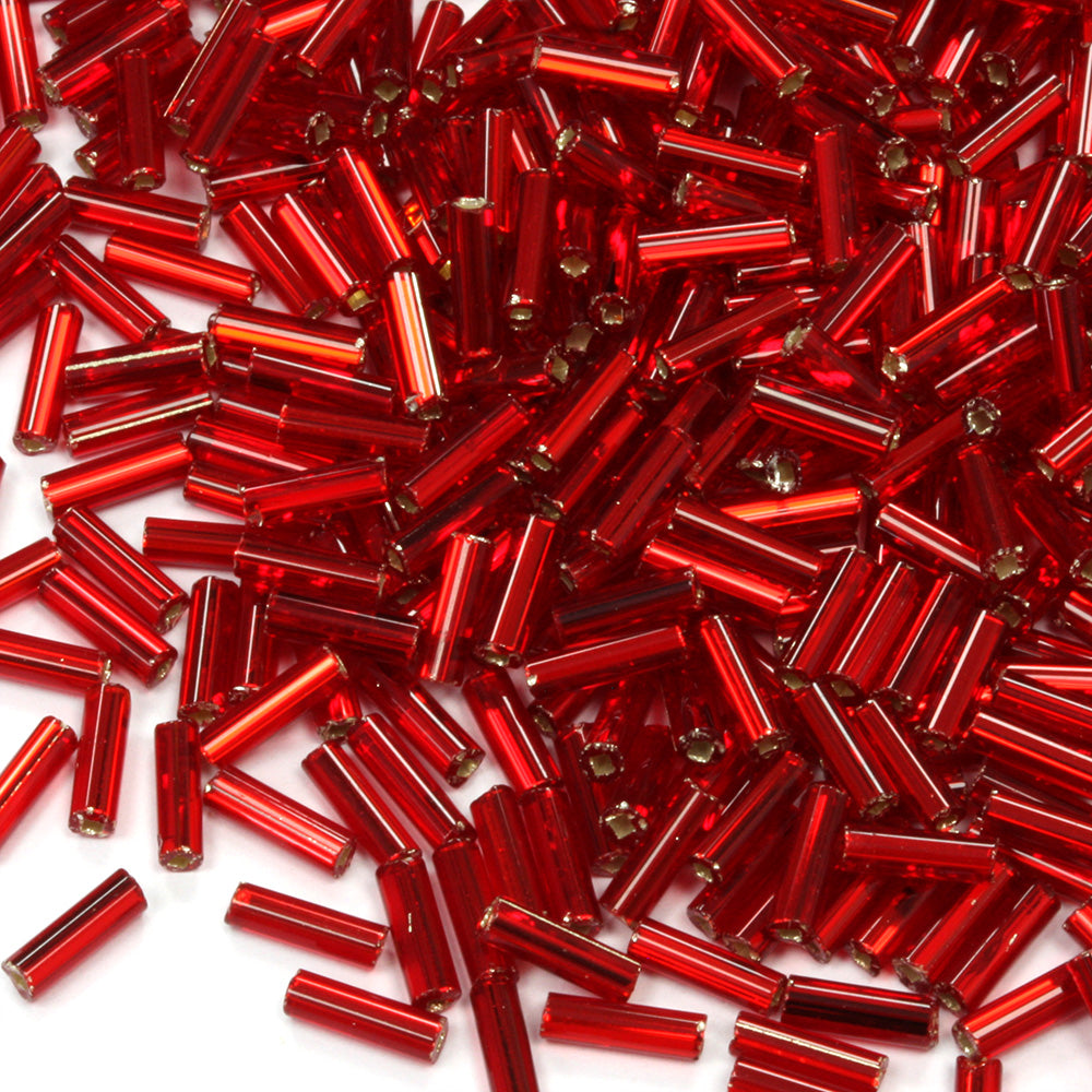 Dark Red 6.6mm Bugle Silver Lined - Pack of 5g