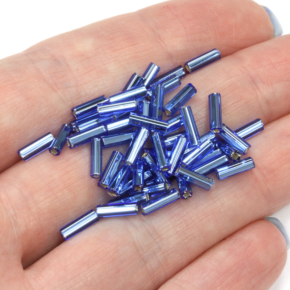 Soft Blue 6.6mm Bugle Silver Lined - Pack of 50g