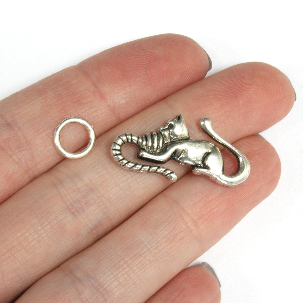 Cat Link Antique Silver 28x13mm - Pack of 10