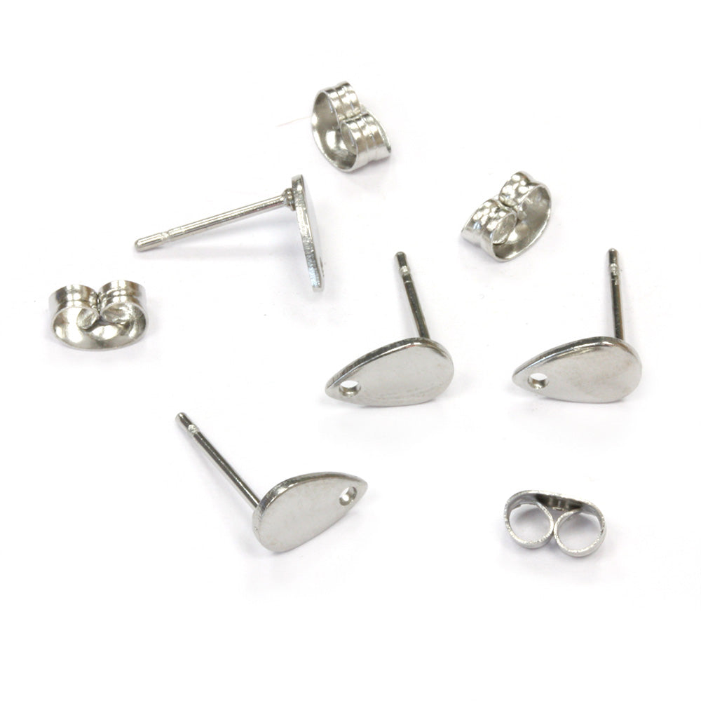 Stud Drop 5.25x8.15mm Silver Plated - Pack of 4