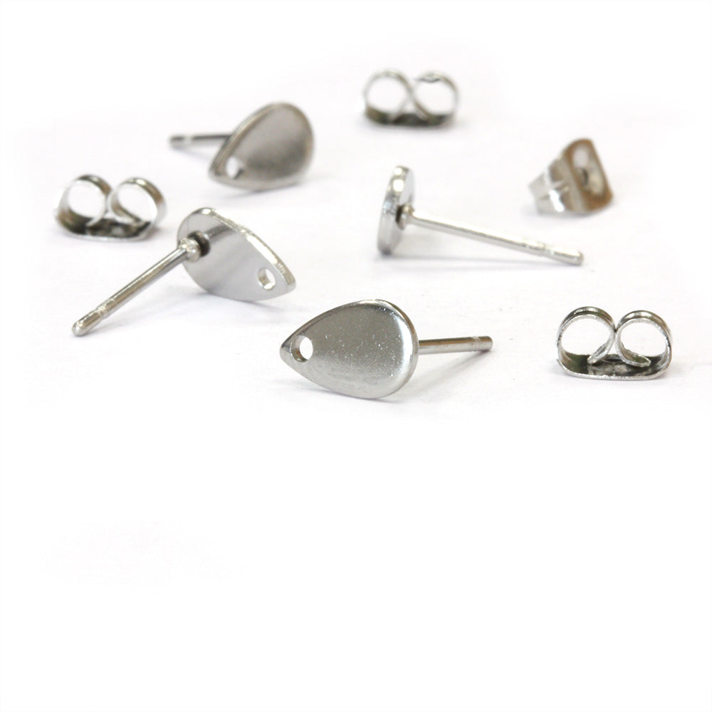 Stud Drop 5.25x8.15mm Silver Plated - Pack of 4