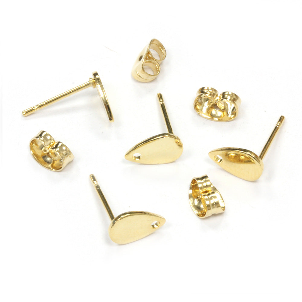 Stud Drop 5.25x8.15mm Gold Plated - Pack of 4