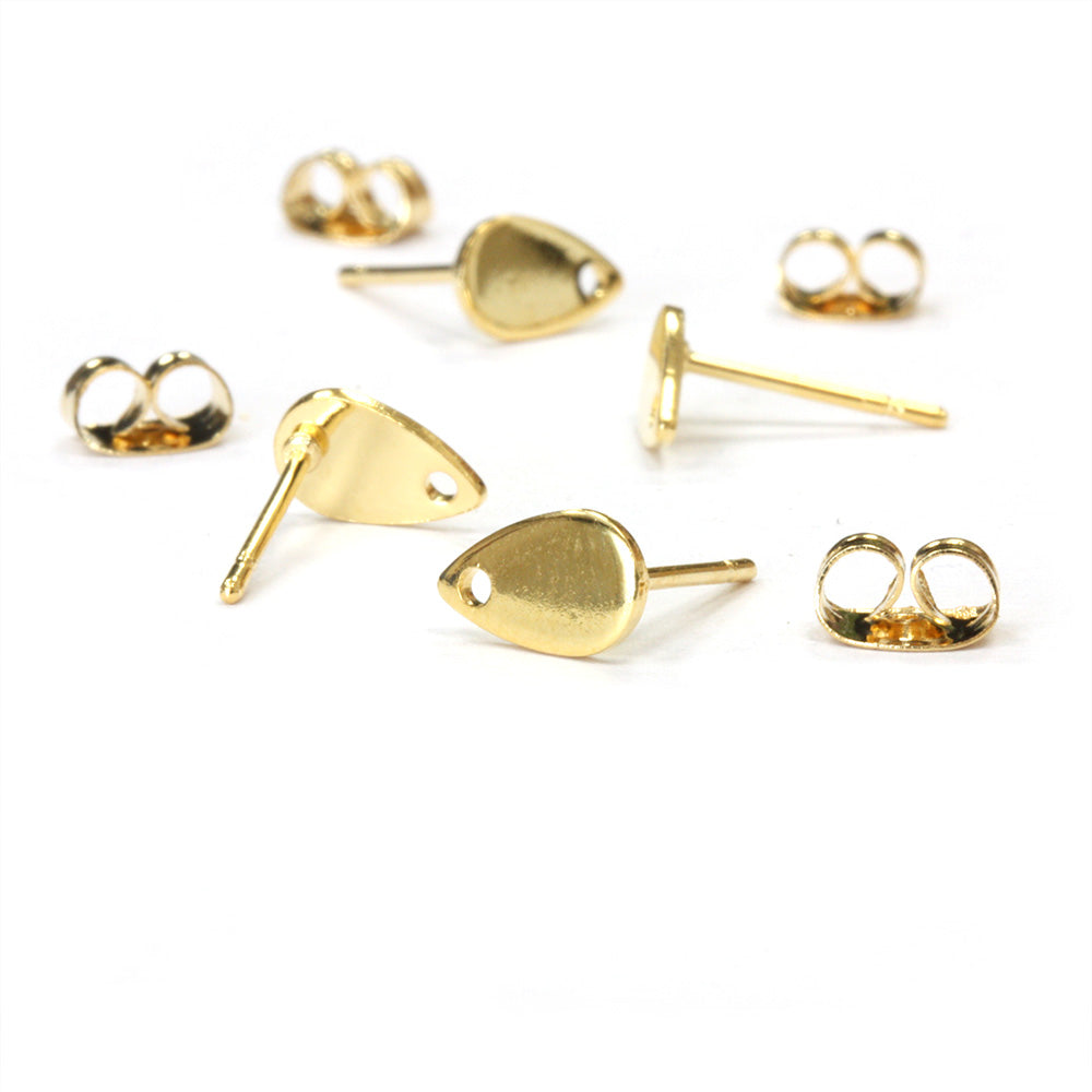 Stud Drop 5.25x8.15mm Gold Plated - Pack of 4