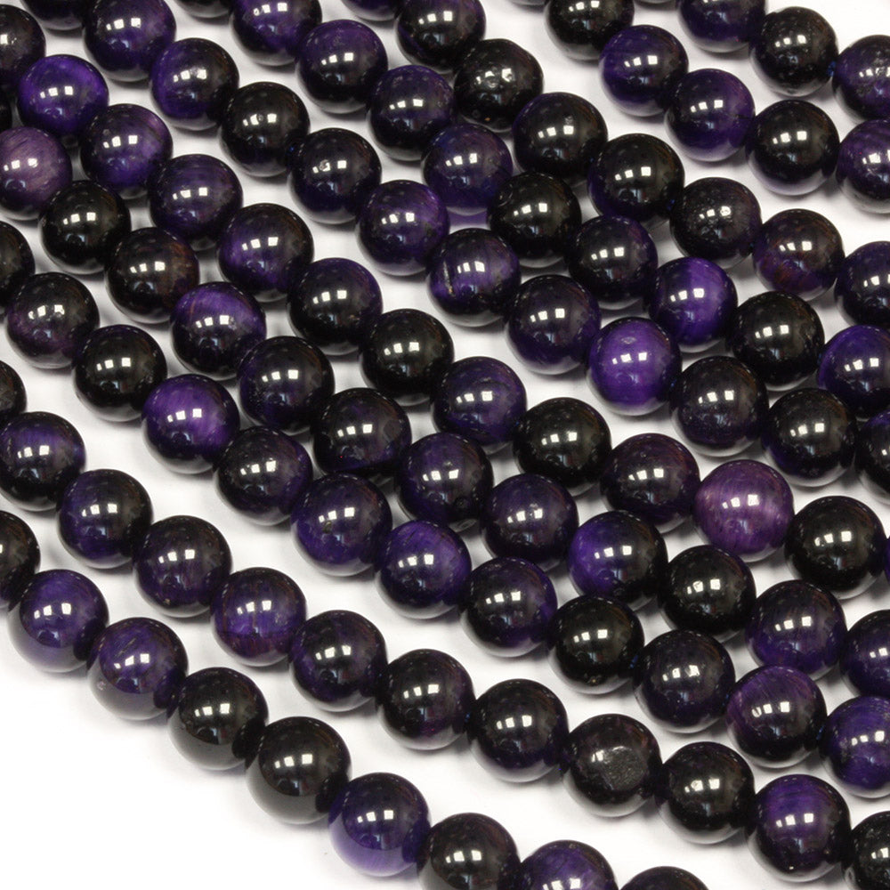 Dyed Purple Tigers Eye Round Beads 6mm - 35cm Strand