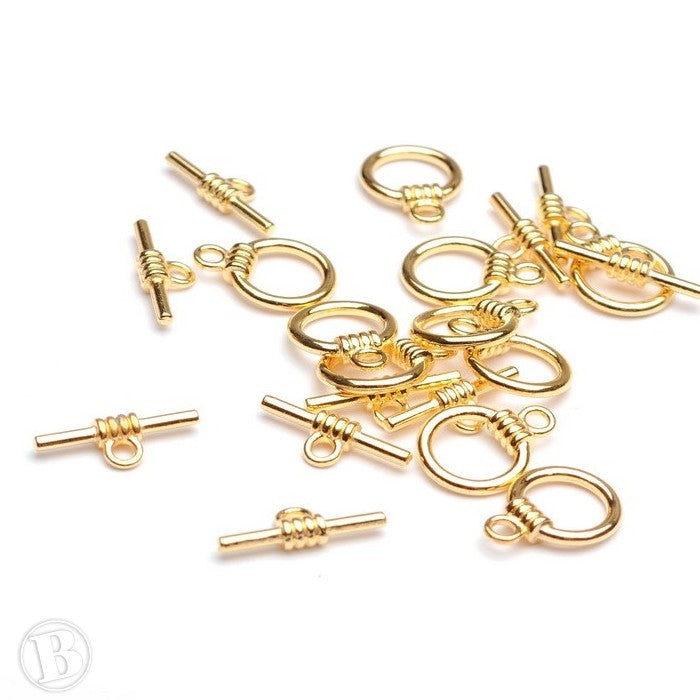 Toggle Gold Plated Round 13mm-Pack of 10