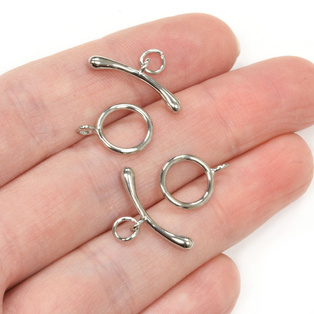 Tiny Round Toggle Silver Plated 10.5mm - Pack of 2