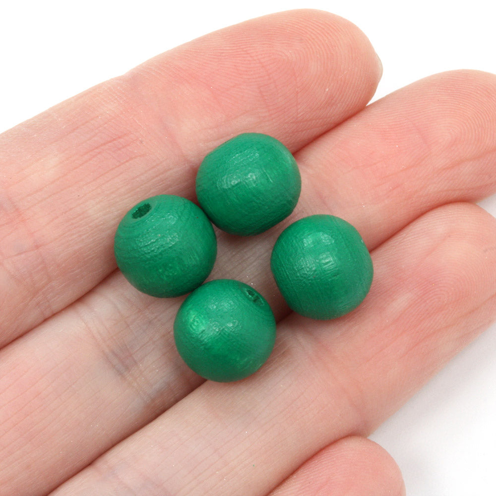 Emerald Green 10mm Lacquered Wood Round - Pack of 50