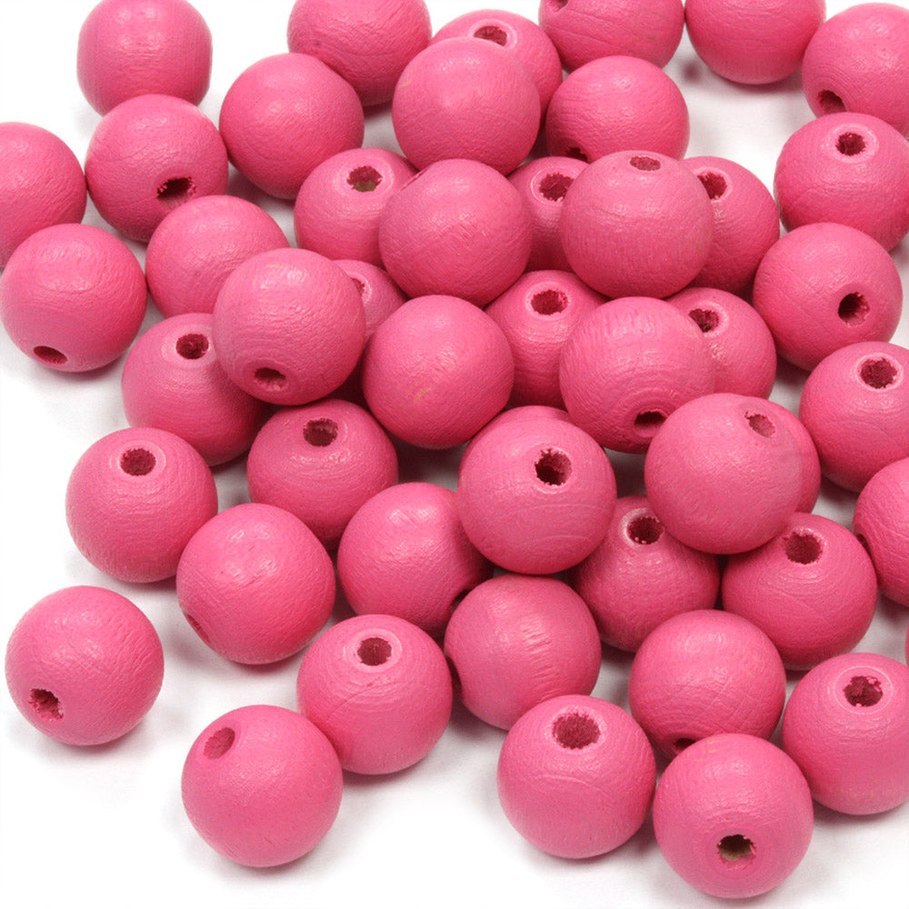 Pink 10mm Lacquered Wood Round - Pack of 50