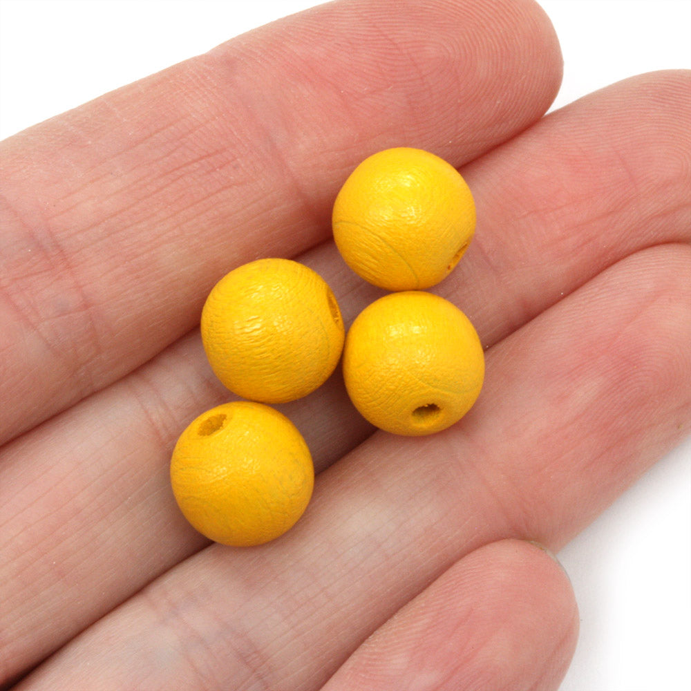 Dark Yellow 10mm Lacquered Wood Round - Pack of 50