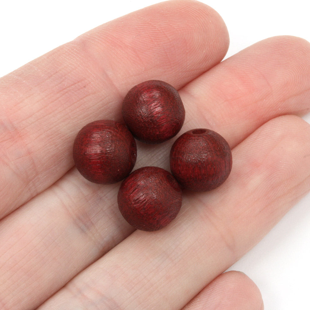 Red Brown 10mm Lacquered Wood Round - Pack of 50