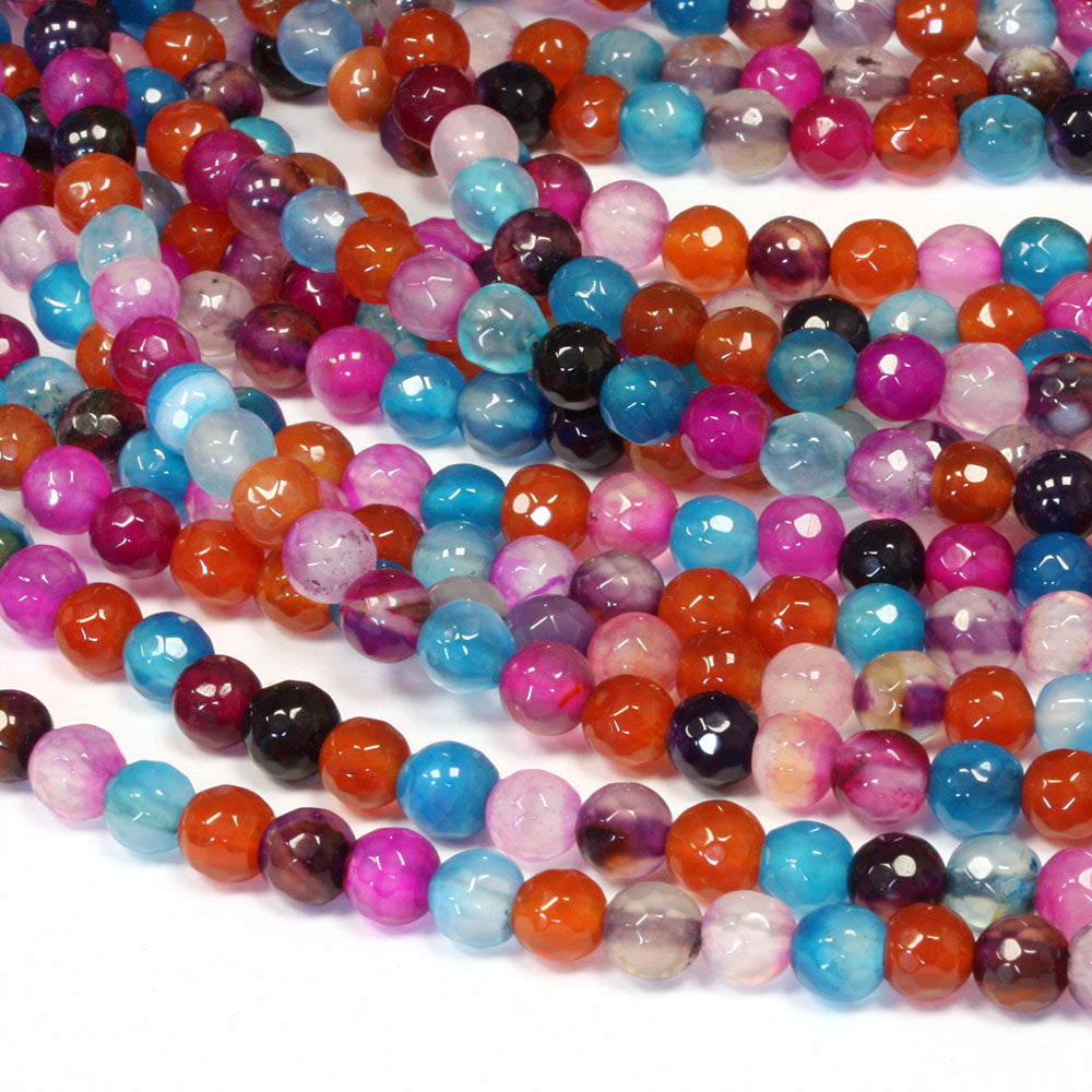 Agate Faceted Rounds 6mm Multicoloured - 35cm Strand