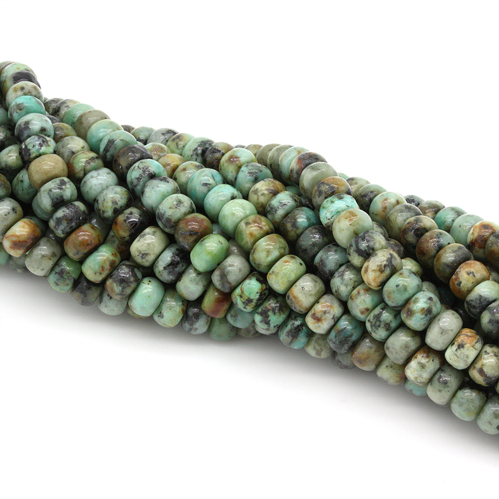African Turquoise Rondelle Beads 4x6mm - 35cm Strand