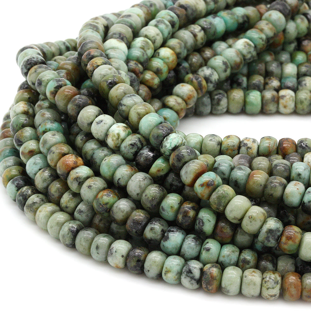 African Turquoise Rondelle Beads 4x6mm - 35cm Strand