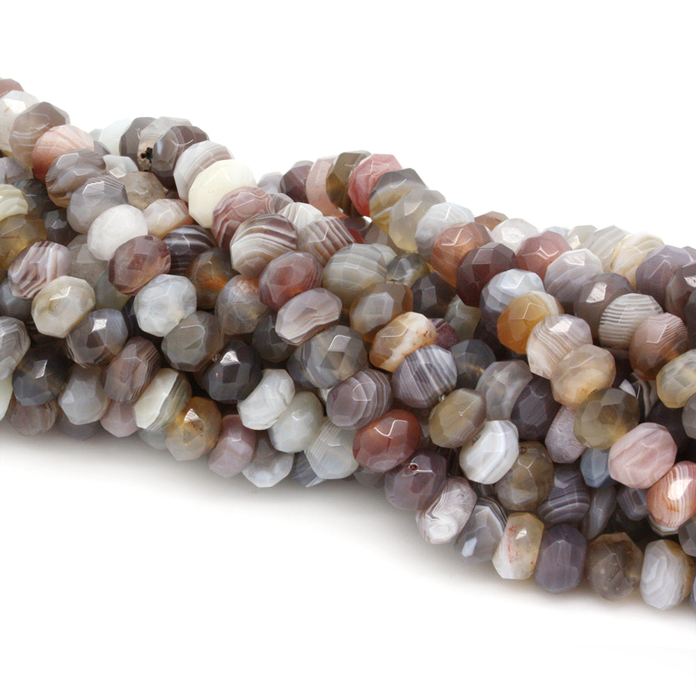 Botswana Agate Faceted Rondelle Beads 5x8mm - 35cm Strand