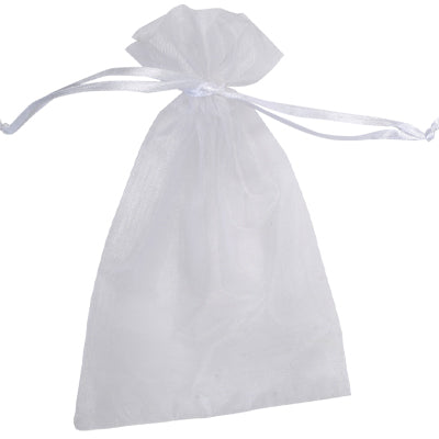 Gift Bag White Organza Rectangle 100x150mm-Pack of 10
