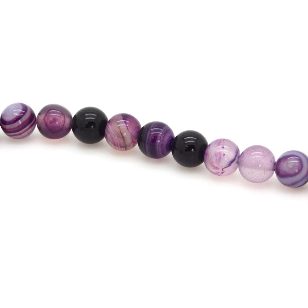 Purple Banded Agate Rounds 6mm - 35cm Strand