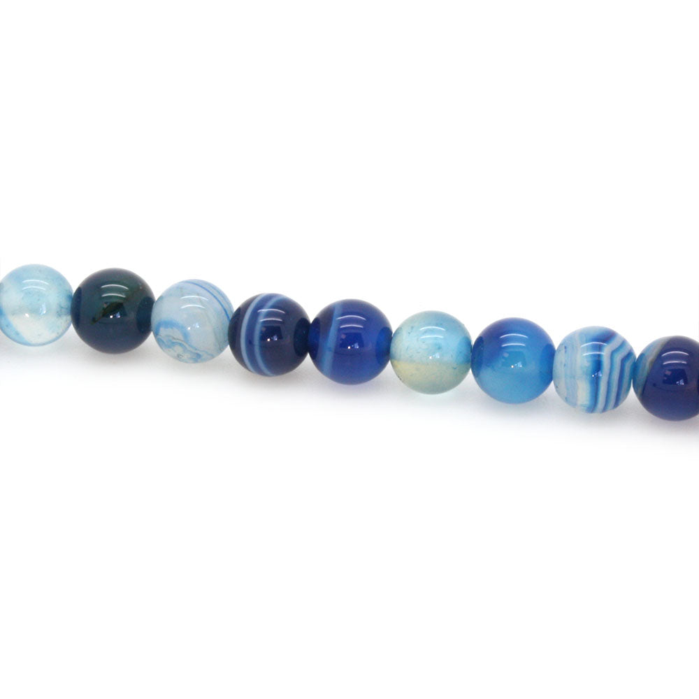 Blue Banded Agate Rounds 6mm - 35cm Strand