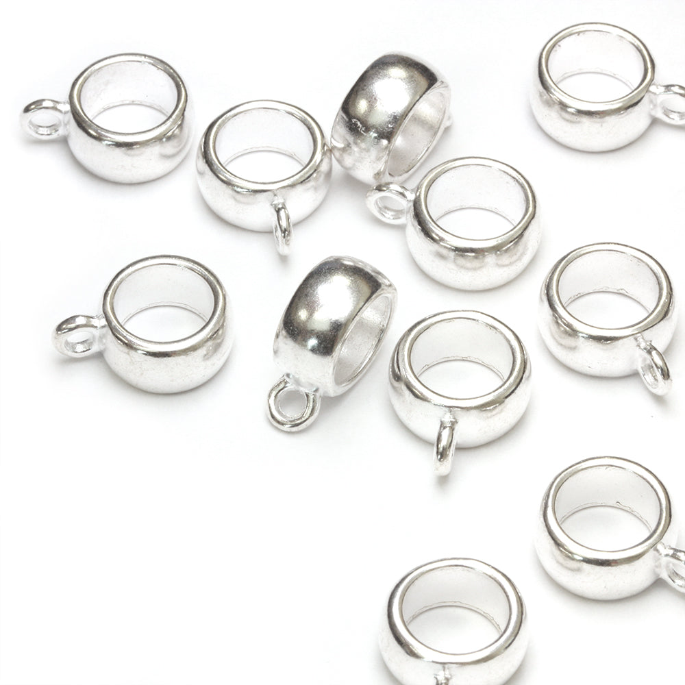 Large Bead Hanger Silver Plated 6x11mm - Pack of 20
