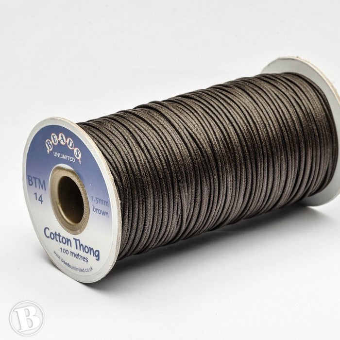 Thong Brown Cotton 1.5mm- 1 reel of 100m