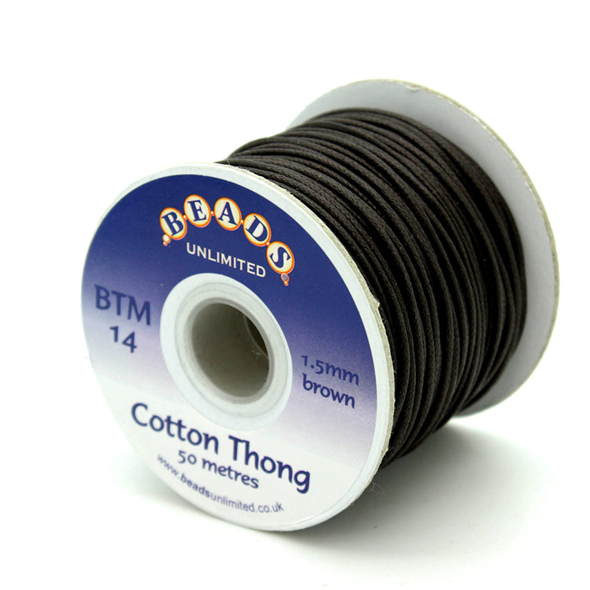 Thong Brown Cotton 1.5mm- 1 reel of 50m