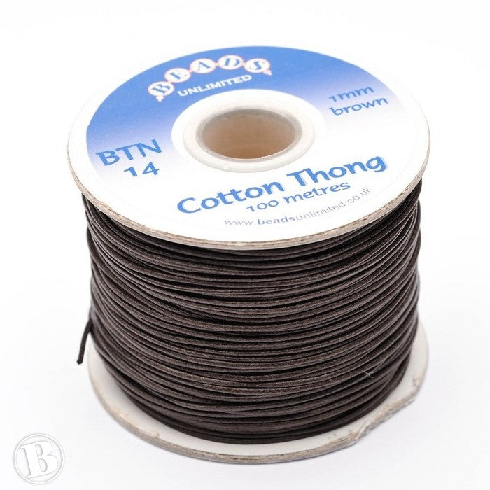 Thong Brown Cotton 1mm- 1 reel of 100m
